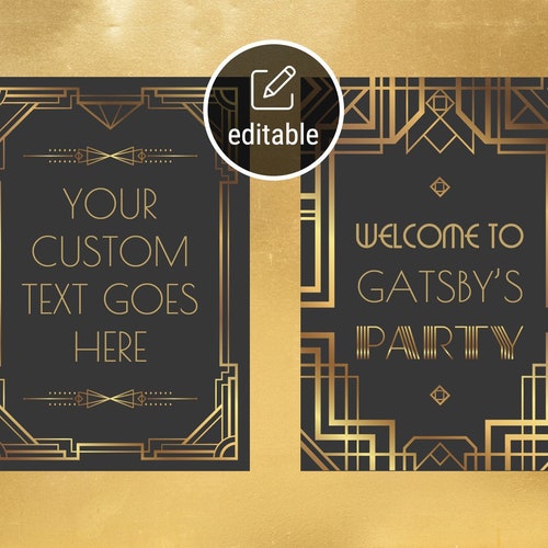 Printable Art Deco Party Signs Digital Gatsby Party Signs - Etsy