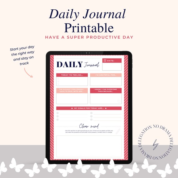 Daily Journal Page Printable Daily Journaling Printable Etsy