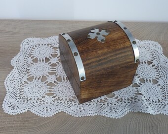 Boîte Vintage En Bois Brut Avec Fermoirs Métal Anciens - Modèle #B068 - Occasion
