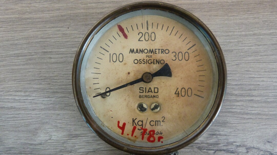 Old Brass Manometer, Air Pressure Instrument, Vintage Pressure Gauge, Steampunk, Retro Manometer