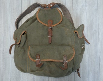 Vintage Segeltuchtasche, Vintage Segeltuchtasche, Grüne Segeltuchtasche, Alter Segeltuch Militärrucksack, Bergrucksack, Jagd- und Angelrucksack