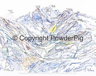 Piste Map Tea Towel: Avoriaz, Meribel, St. Anton, Verbier, Val D'Isere and  Zermatt