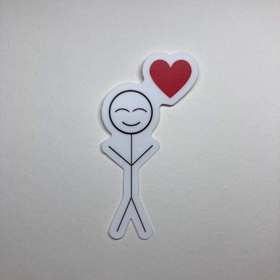 Loving Stickman With Hearts Sticker Meme Sticker Funny 