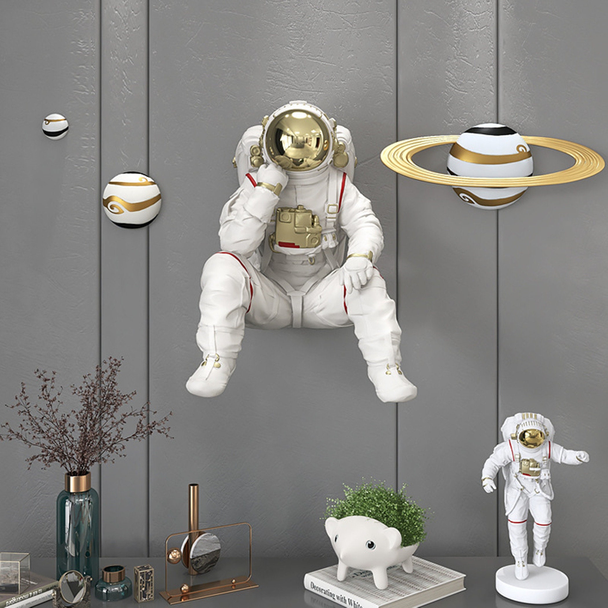 3D Sitting Astronaut Space Themed Wall Decor Kitchen Kids Room Etsy