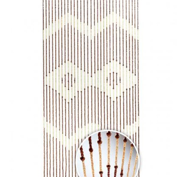 Deurgordijn houten kralengordijn 90x200 31 strengen insectenbescherming gekarteld patroon