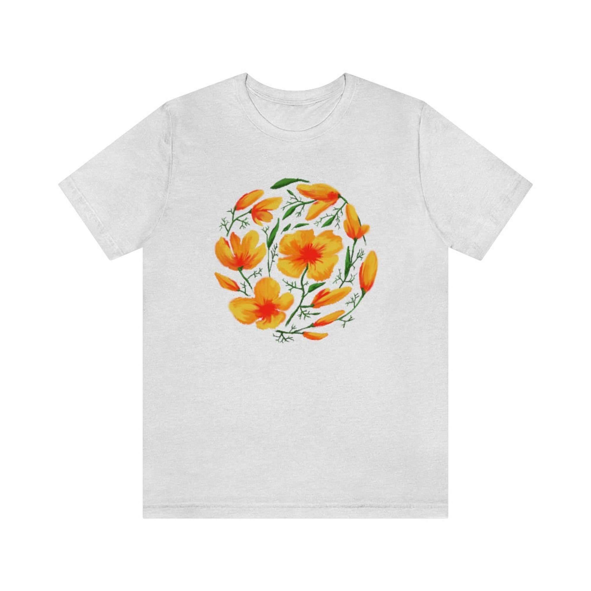 Discover California Poppy Shirt Wild Flower T Shirt Orange Poppy Floral Shirt Poppies Flowers Tee Poppy Tshirt Canvas Bella Shirt California t shirt