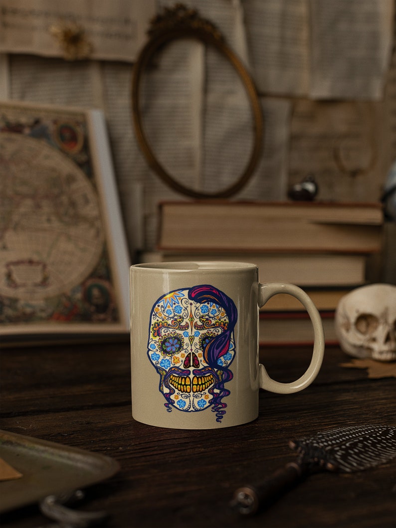 Large Sugar Skull Wall Art Floral Skull Embroidery Design PNG Etsy