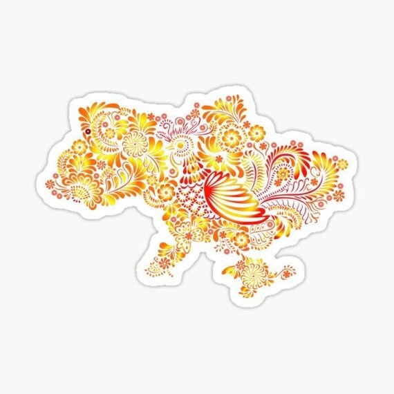 Ukraine Sticker Ukrainian Floral Map Sticker Ukrainian Folk Etsy