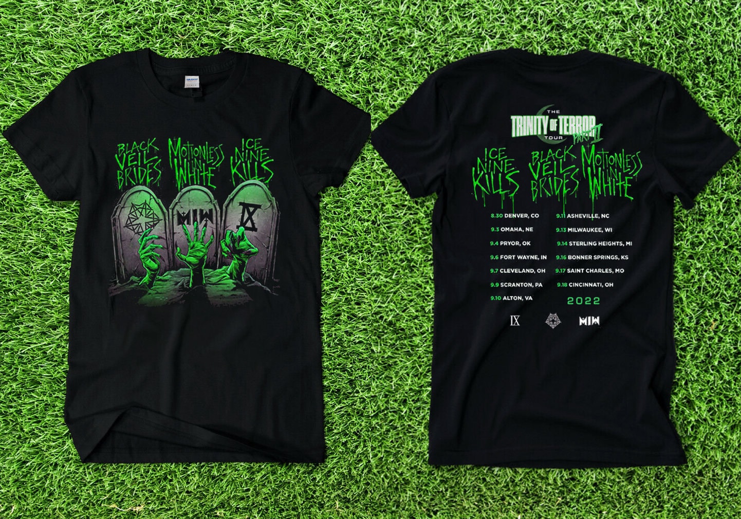 Discover Trinity Of Terror The Tour 2022 Part 2 Ice Nine Kills Miw Band Zweiseitiges Shirt