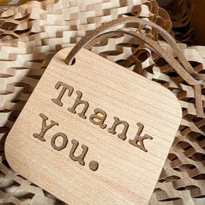 Personalised Engraved Wooden Gift Tags | Wooden Thank You Notes | Eco Friendly & Reusable For Gifts / Small Business