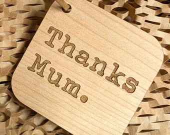 Personalised Wooden Gift Tags, Engraved Names with Suede Ribbon, Reusable