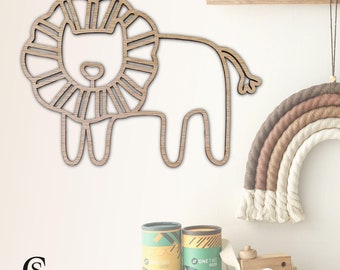 Lion Wall Art Safari Nursery Decor | Jungle Theme Baby Room Bedroom Playroom | Wooden