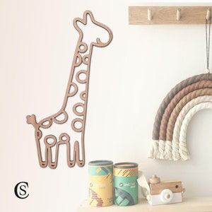 Décoration murale en bois girafe : décoration Safari pour chambre de bébé