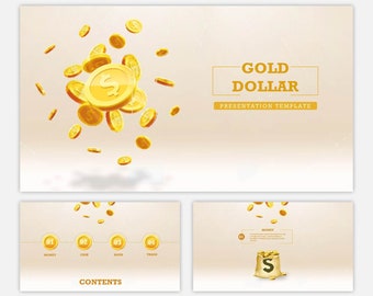 Gold Dollar Money PowerPoint template