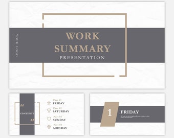 Minimal Business Work Summary PowerPoint template