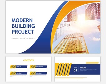 Modèles Powerpoint de projet de construction moderne, Google Slides et modèles Keynote