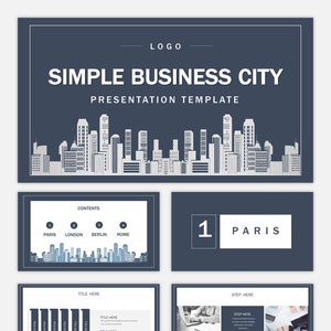 Simple Style Business City Powerpoint Template Slides