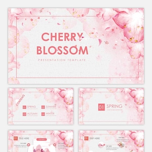 Sweet Cherry Blossom Floral Powerpoint Template