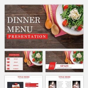 Modelo de PowerPoint de apresentação de menu de jantar, Google Slides, modelos de Keynote