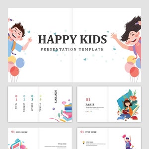 Minimal Happy Kids Powerpoint Template