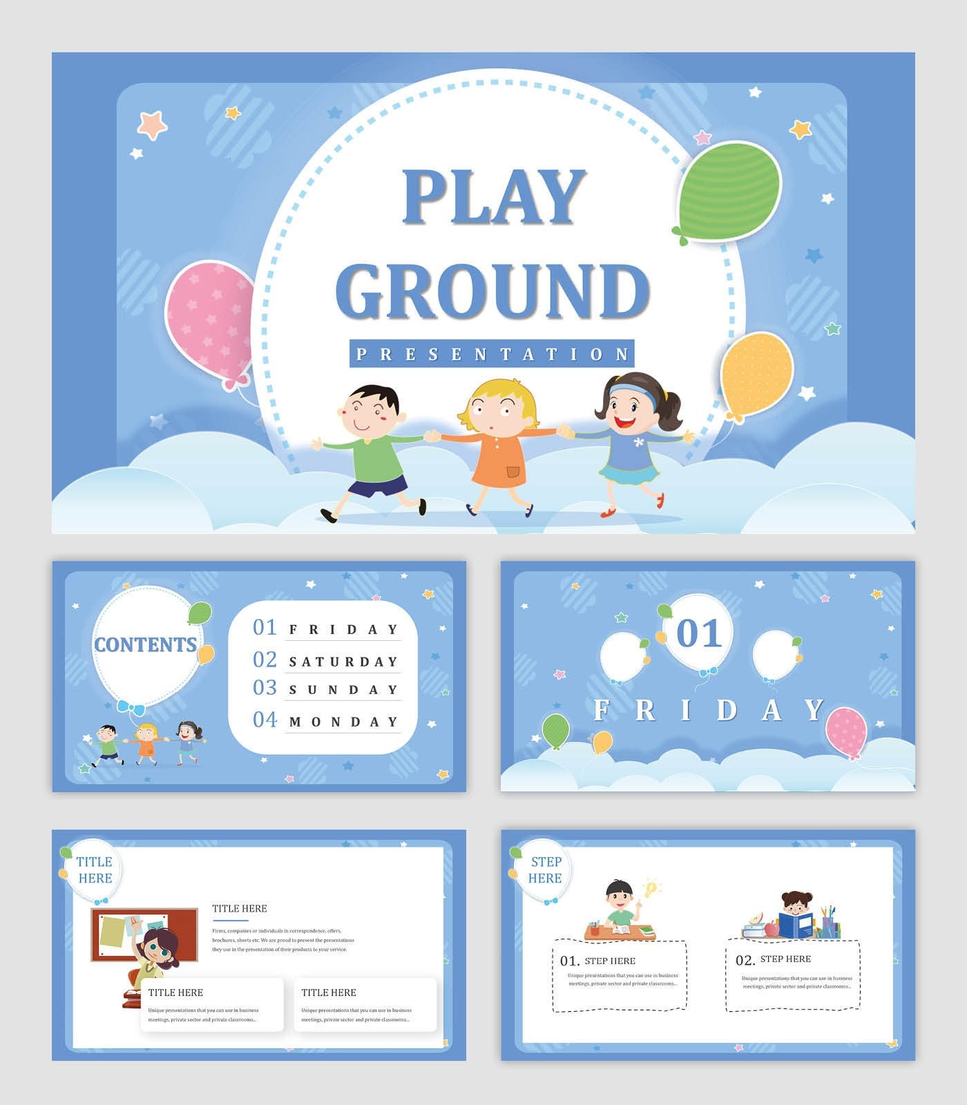 Plantilla PPT de School Play Ground Center
