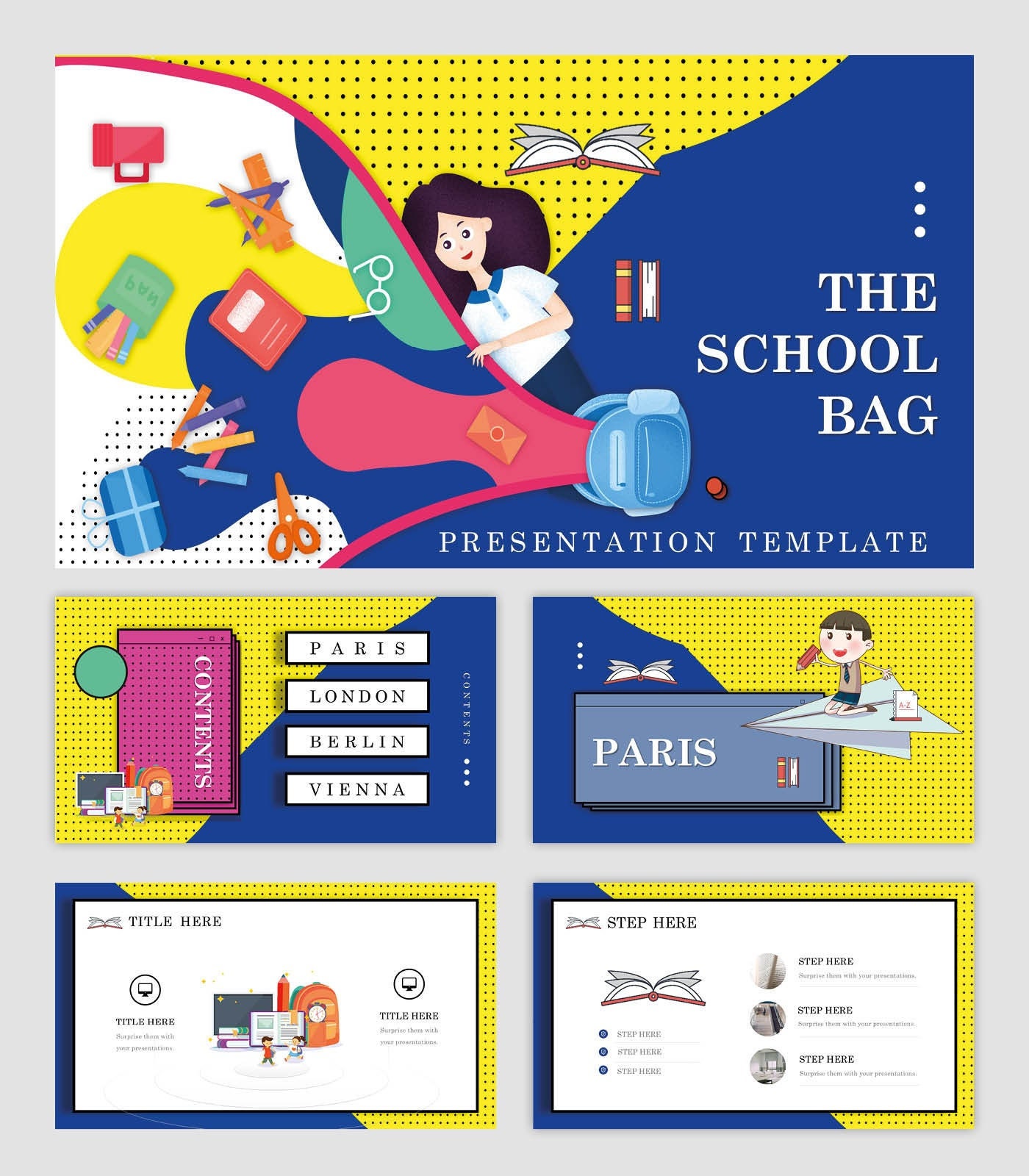Plantilla de PowerPoint de School Style Bag