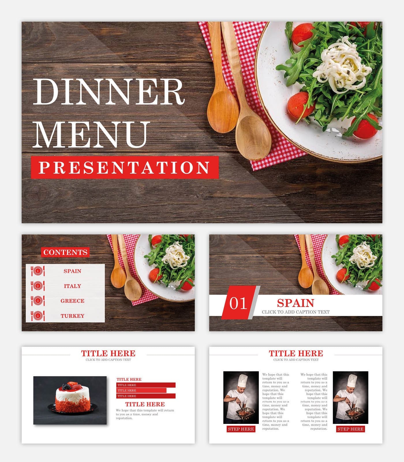 Dinner Menu Presentation Powerpoint Template, Google Slides, Keynote Templates