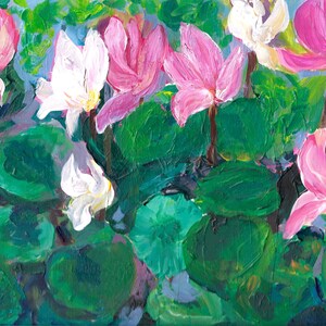 Cuadro de flores rosas y blancas - 28x22cm Técnica acrílica