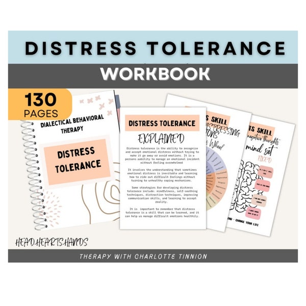 Distress tolerance worksheets bundle, DBT journal worksheets, ACT therapy, emotional regulation, Window of tolerance, radical acceptance