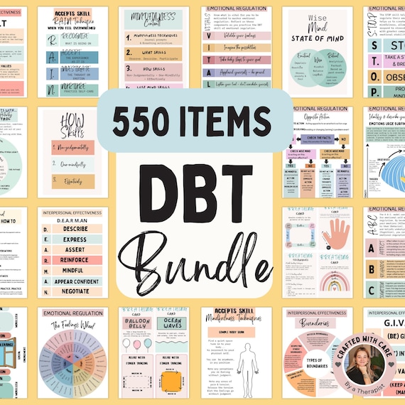 DBT bundle, DBT Worksheets, DBT Cheat Sheet, dbt skills, dbt workbook, dbt handout, emotional regulation, dbt flashcards, therapy worksheets