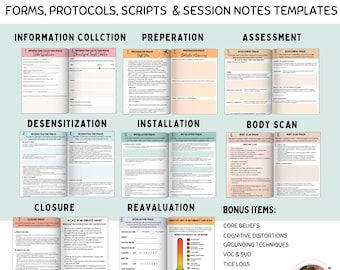EMDR bundle, EMDR Worksheets, Emdr Tools, Emdr Cognitive Interweave Guide, Eye-Movement Desensitization and Reprocessing, EMDR cheat sheets