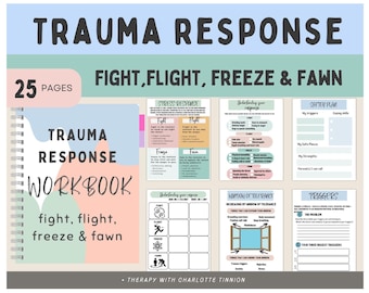 Fight Flight Freeze and Fawn Response Worksheets,Trauma response,Trauma worksheets,Trauma Therapy,CPTSD worksheets,trauma-informed worksheet
