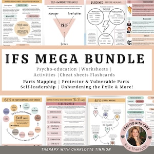 IFS Bundle, Internal Family Systems worksheets, IFS cheat sheets, IFS worksheets, Parts mapping exercise, parts work, ifs therapy, trauma