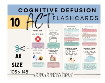 ACT flashcards, ACT therapy, cognitive defusion flashcards, ACTtherapy,CBT therapy flashcards,Psychological Flexibility, coping skills cards