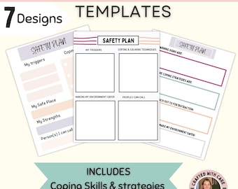 Crisis safety plan sheets, support plan ,CPTSD worksheets, suicide ideation, suicide prevention, trauma therapy tool, therapist safety plan