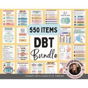 DBT bundle, DBT Worksheets, DBT Cheat Sheet, dbt skills, dbt workbooks, dbt handout, emotional regulation, dbt journal prompts, dbt resource