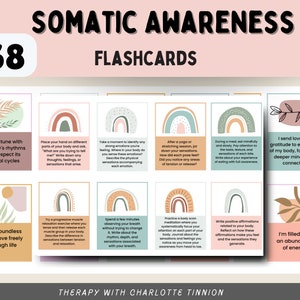 Paquete de tarjetas didácticas de Conciencia Somática, ejercicios para el diario de Conciencia Somática, ejercicios de Terapia Somática, Teoría Polivagal, Terapia para el TEPT, TEPT complejo imagen 8