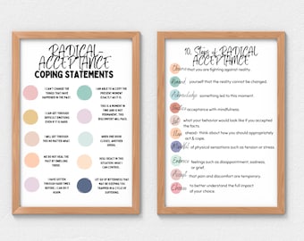 Radical Acceptance DBT Poster, Coping Skills, Counselor Office Decor (Digital Download)