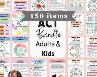 ACT bundle, acceptance therapy, acceptance and commitment therapy, act worksheets, act metaphors, ACT therapy, values worksheets, ACT kids