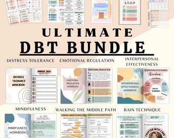 DBT bundle, DBT Worksheets, DBT Cheat Sheet, dbt skills, dbt workbook, dbt handout, emotional regulation, dbt flashcards, therapy worksheets