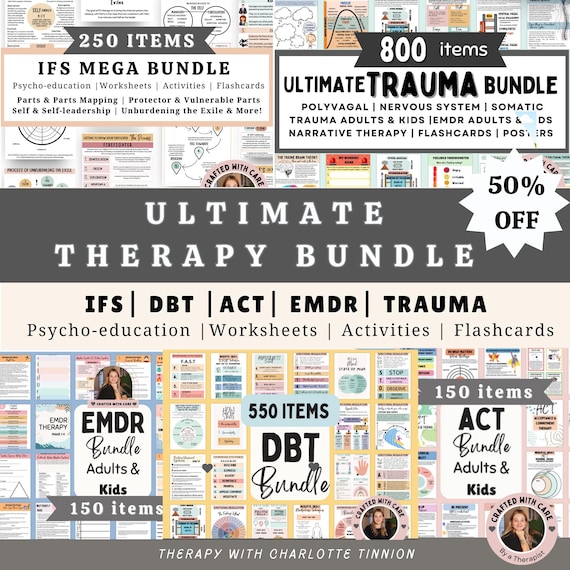 Ultimate Therapy Bundle, Ifs, Dbt, Emdr, Act Worksheets
