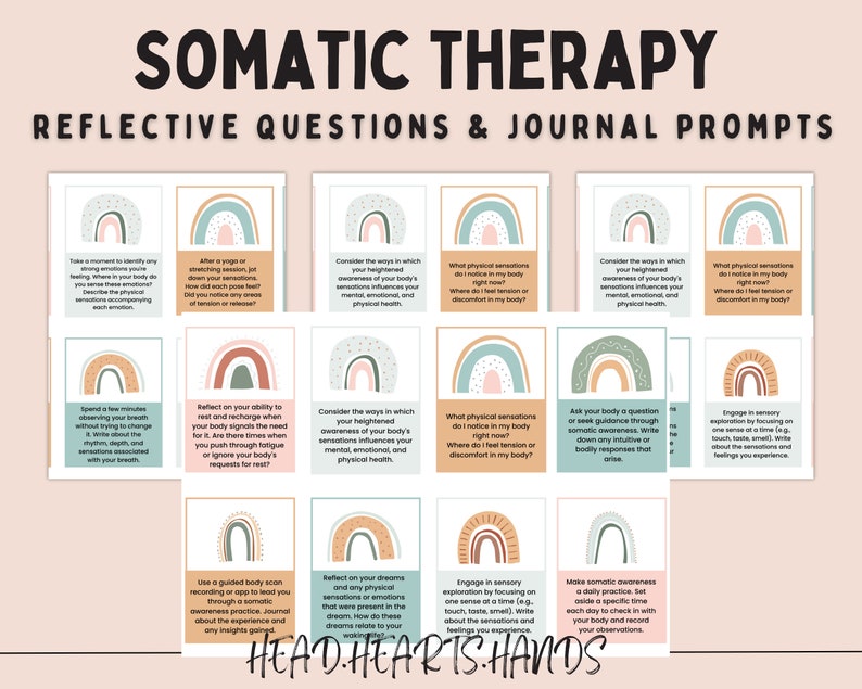Paquete de tarjetas didácticas de Conciencia Somática, ejercicios para el diario de Conciencia Somática, ejercicios de Terapia Somática, Teoría Polivagal, Terapia para el TEPT, TEPT complejo imagen 10