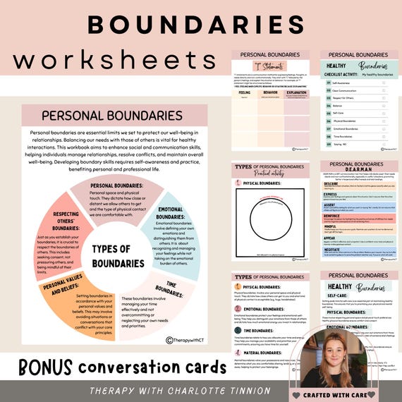 Boundaries workbook, Personal boundaries worksheets, interpersonal effectiveness, healthy boundaries, Couples Counseling, DBT therapy, SEL