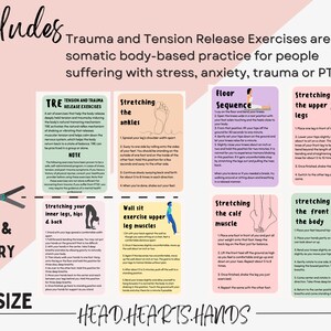 Paquete de tarjetas didácticas de Conciencia Somática, ejercicios para el diario de Conciencia Somática, ejercicios de Terapia Somática, Teoría Polivagal, Terapia para el TEPT, TEPT complejo imagen 7