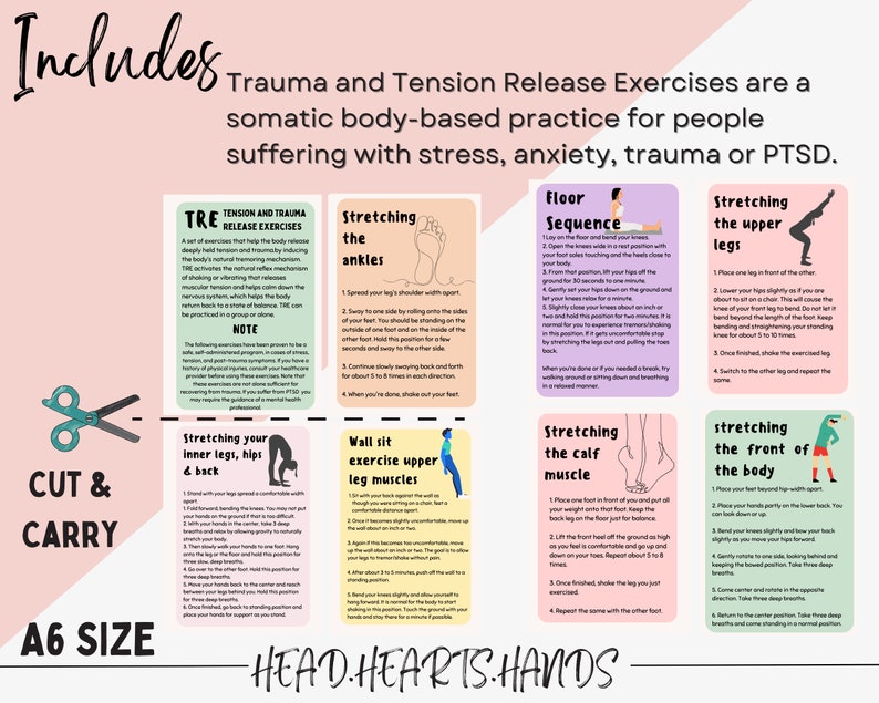 Paquete de tarjetas didácticas de Conciencia Somática, ejercicios para el diario de Conciencia Somática, ejercicios de Terapia Somática, Teoría Polivagal, Terapia para el TEPT, TEPT complejo imagen 7