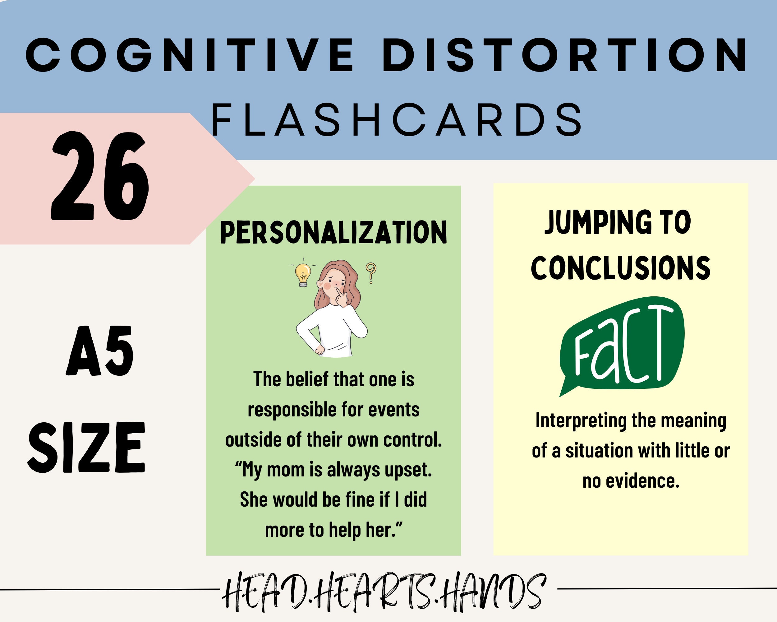 Cognitive Distortions Flashcards, CBT Therapy Tool - Etsy