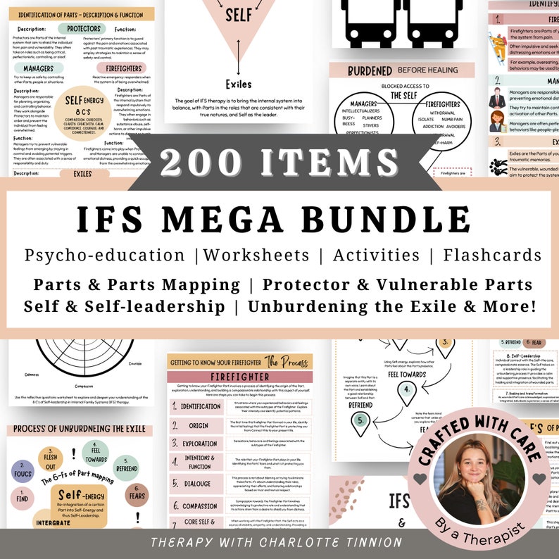 Ultimate Therapy Bundle, Ifs, Dbt, Emdr, Act Worksheets image 3
