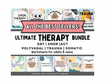 Complete Therapy Bundle: DBT bundle, EMDR, Polyvagal Theory Worksheets, acceptance and commitment therapy, trauma therapy, EMDR-scripts