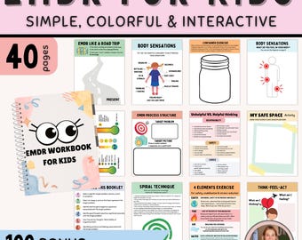 EMDR Workbook for Kids, Trauma Therapy, EMDR Techniques