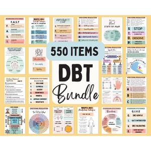 DBT bundle, DBT Worksheets, DBT Cheat Sheet, dbt skills, dbt workbooks, dbt handout, emotional regulation, dbt journal prompts, dbt resource